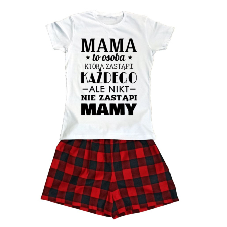 Piżama damska komplet koszulka + flanelowe spodenki - Mama to osoba która zastąpi każdego